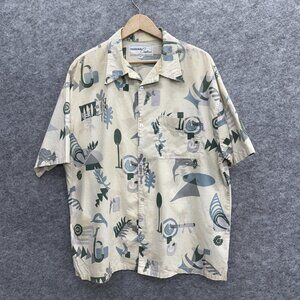 Hawaiian Island Creation Men's Beach Shirt, Short Sleeve 100% Cotton, Graphic XL